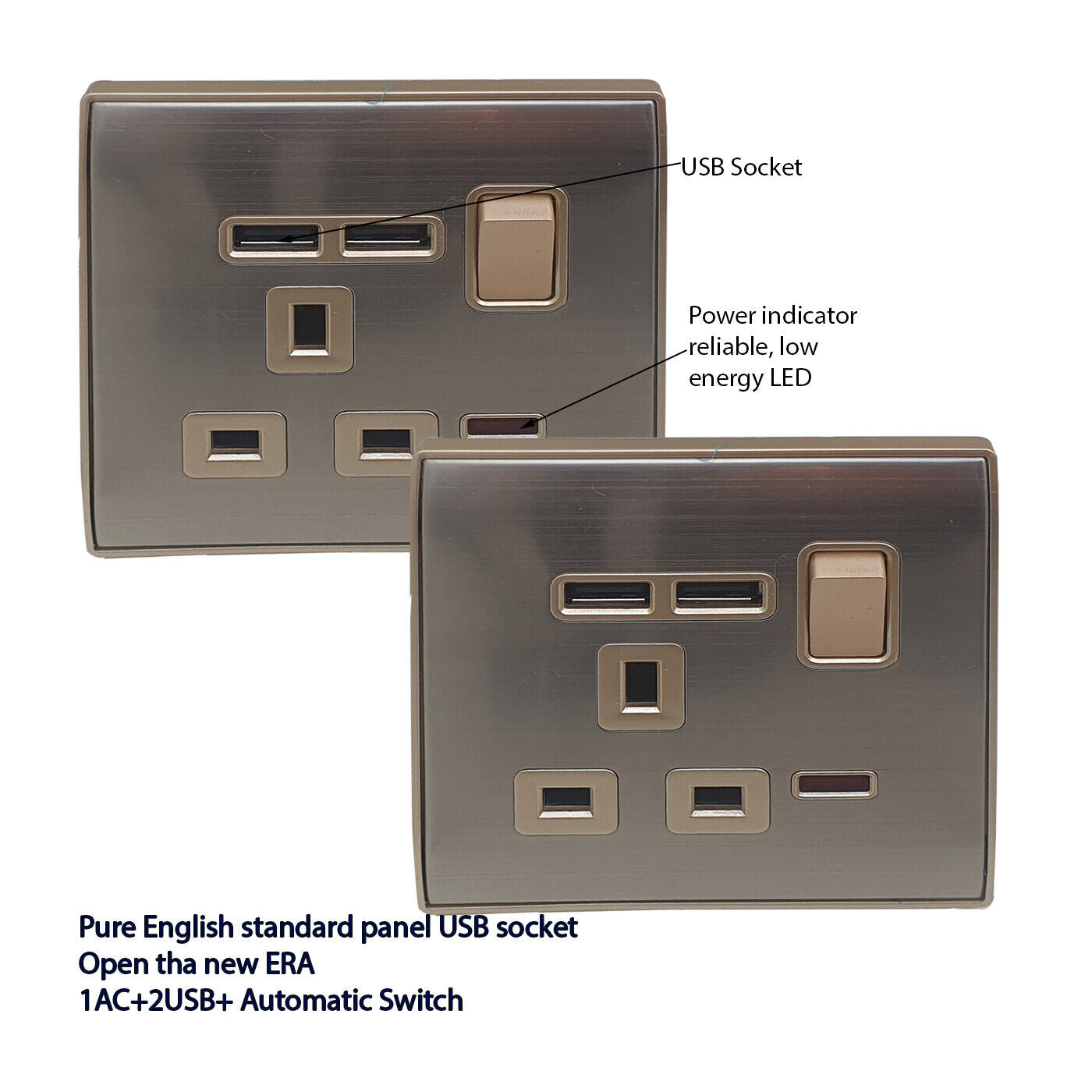 Double Mains Socket With USB