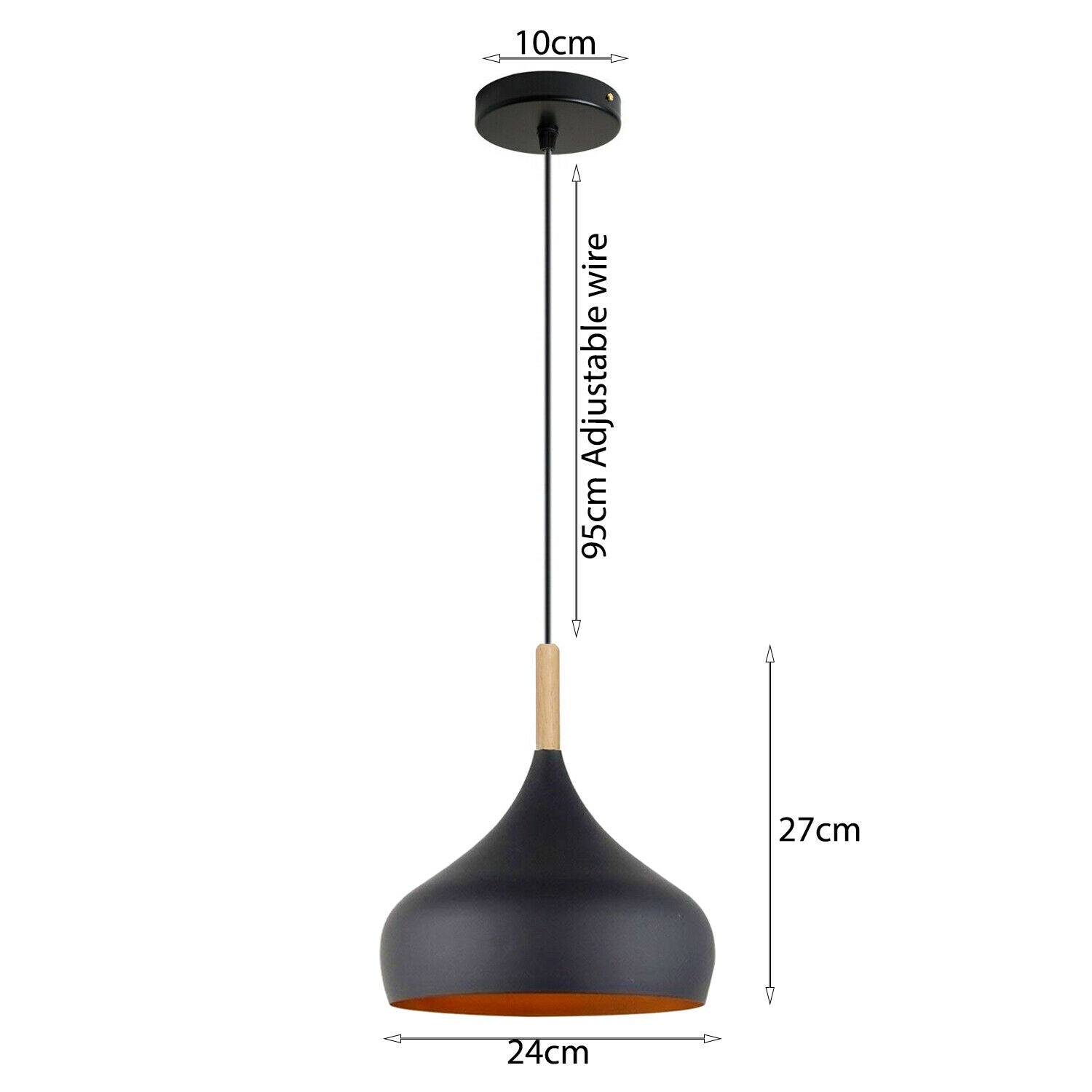 Black Beat Style Ceiling Vintage Pendant Lampshade interior~3161 - LEDSone UK Ltd