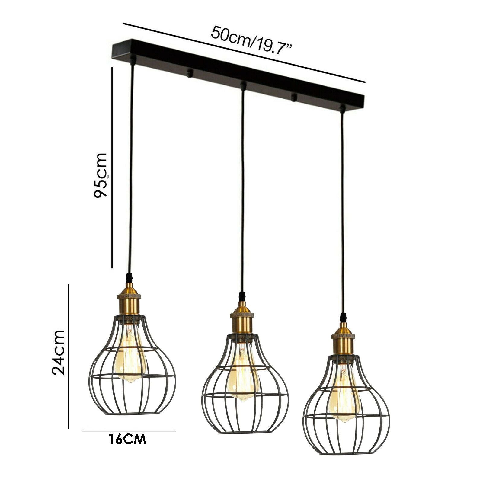  Retro Ceiling Pendant Light 3 Head Ceiling Lamp