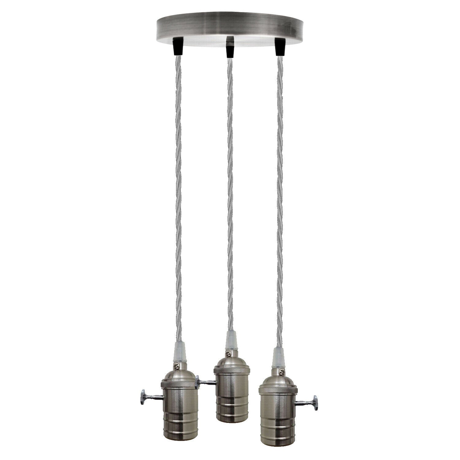 Vintage Ceiling Rose Pendant Braided Fabric Flex Lamp Holder Fitting 3 Light Kit~2128 - LEDSone UK Ltd