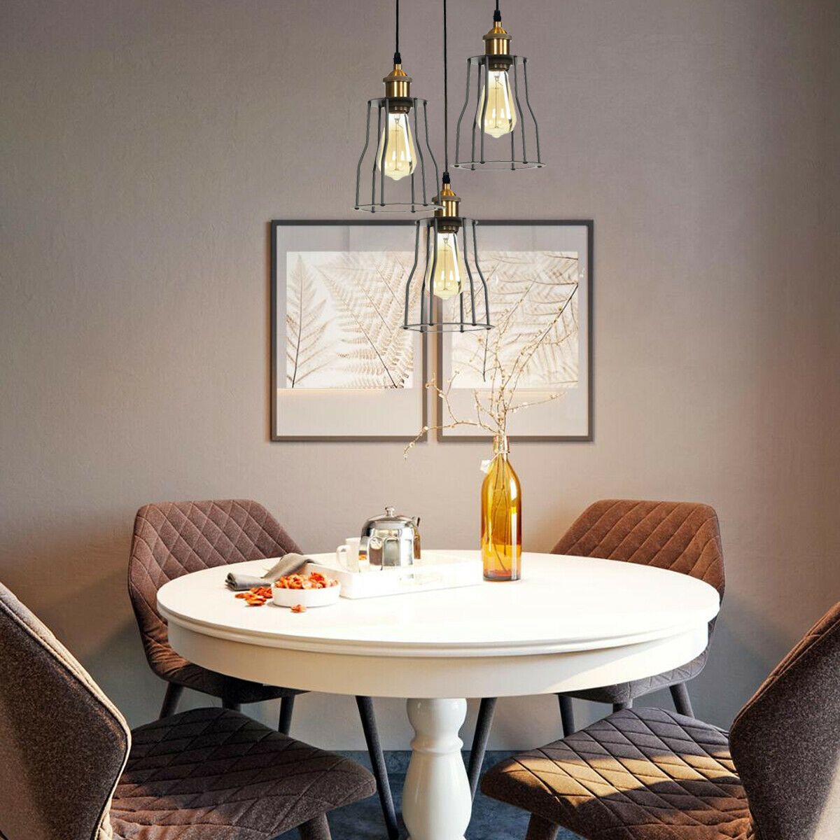 Vintage Pendant Light Shade Industrial Metal Wire Frame Loft Cage Ceiling Light~2024 - LEDSone UK Ltd