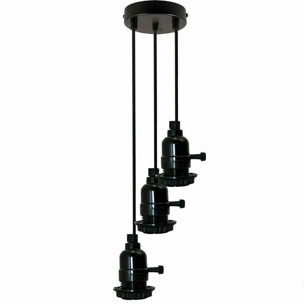 Multi Way Black Modern Ceiling Pendant Fitting LED Light Bulbs Lampshade UK~2257 - LEDSone UK Ltd