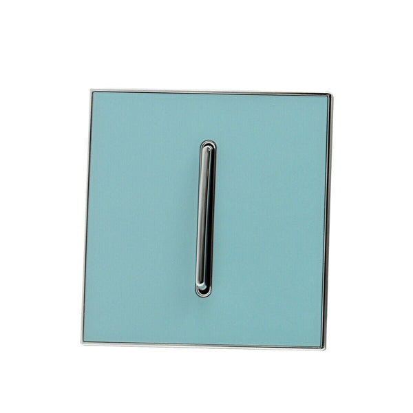 1/2/3-voudige wandschakelaar, schroefloos, geborsteld goud, lichtschakelaar~3616 – Blauw glanzend 1-gang