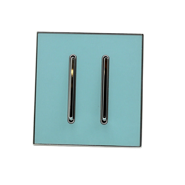 1/2/3-voudige wandschakelaar, schroefloos, geborsteld goud, lichtschakelaar~3616 – Blauw glanzend 2-voudig