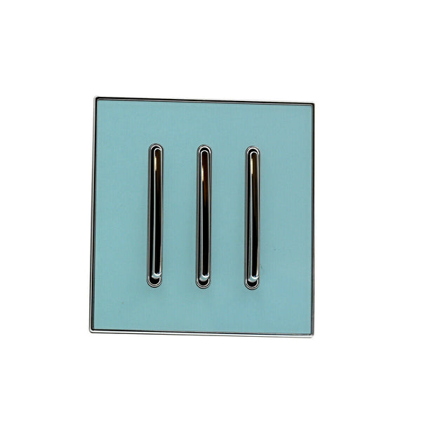 1/2/3-voudige wandschakelaar, schroefloos, geborsteld goud, lichtschakelaar~3616 – Blauw glanzend 3-voudig