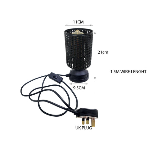 Antieke messing tafellamp met zwart kooiontwerp ~4076