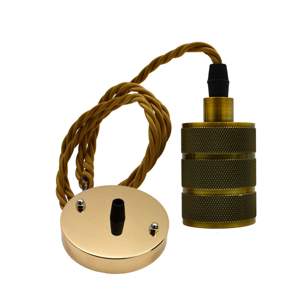 UK Light Pendant Fitting Ceiling Rose E27 Suspension Set Fabric Corded Light Set~2226 - LEDSone UK Ltd