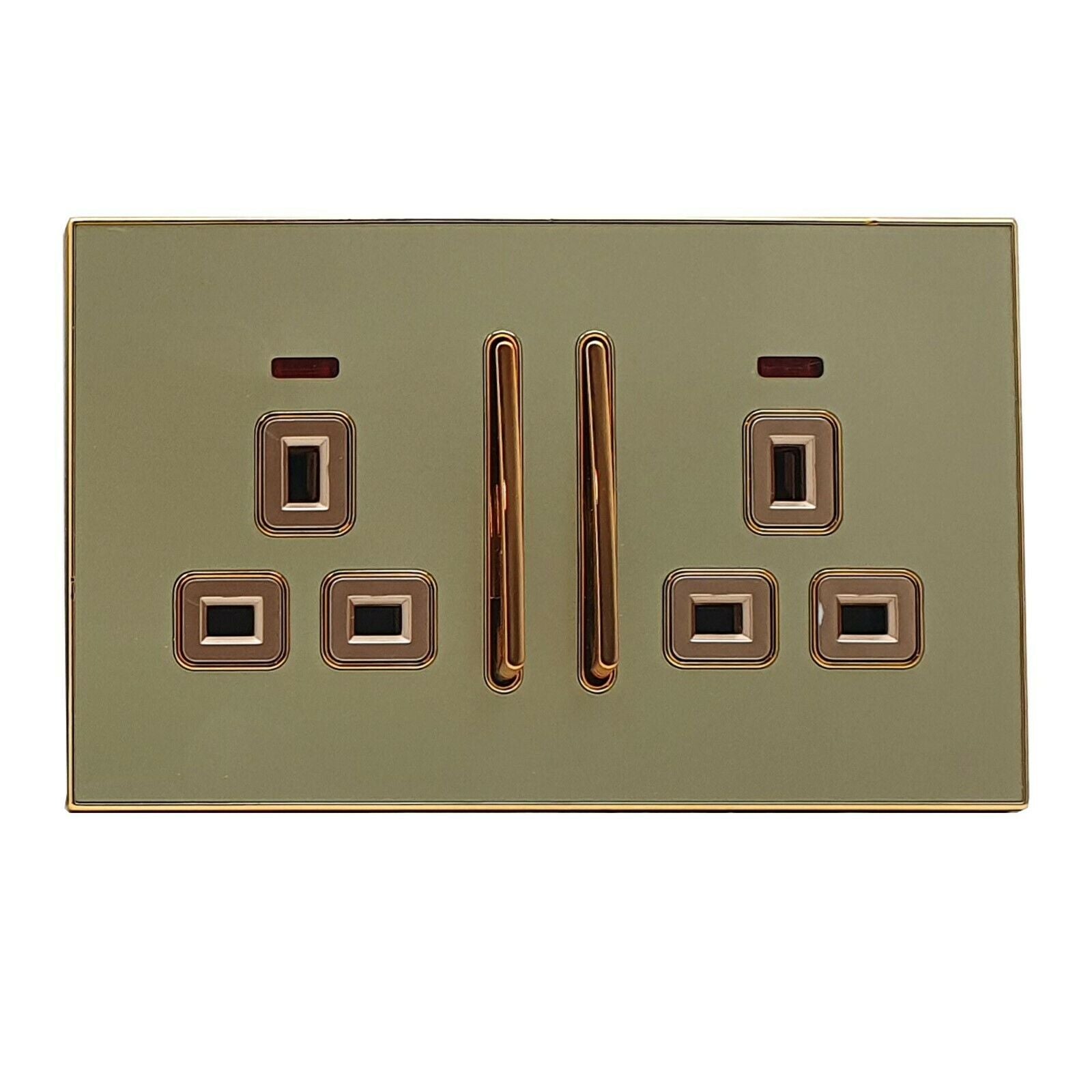 Decorative Gold Glossy Main Plug Sockets Full Range Satin Gold Inserts UK~2310 - LEDSone UK Ltd