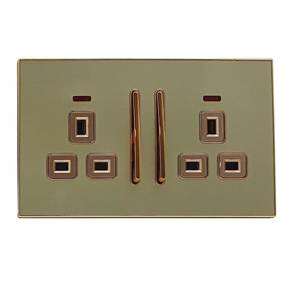 Decoratieve gouden glanzende hoofdstopcontacten, volledig assortiment satijngouden inzetstukken, VK~2310 – 2 pack
