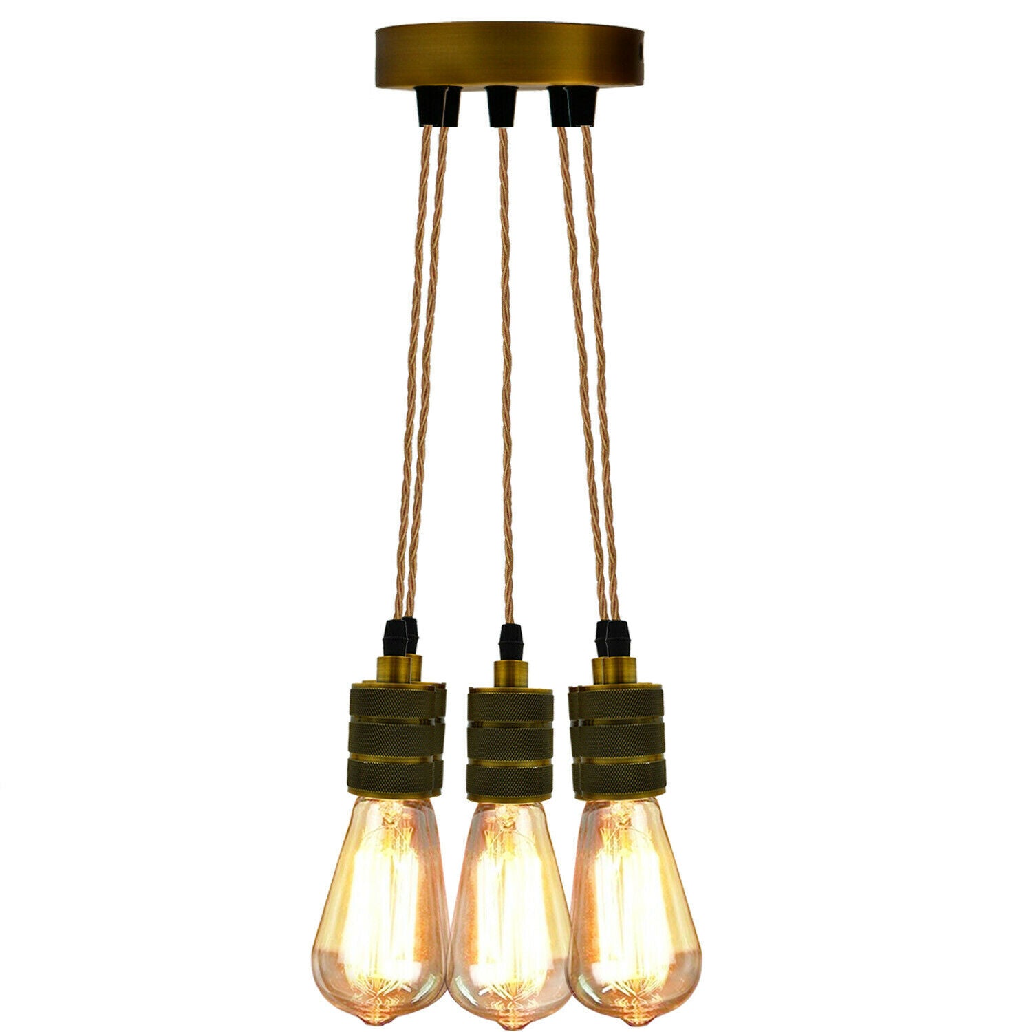 Ceiling Rose Industrial Pendant Light Fabric Flex 3Core Hanging Lamp Holder Kit~2059 - LEDSone UK Ltd