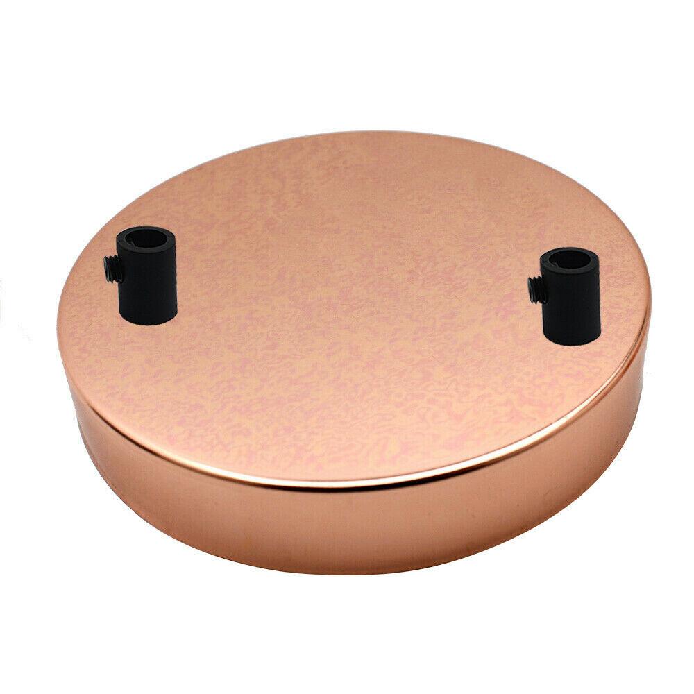 2 Outlet Rose Gold Metal Ceiling Rose 120x25mm