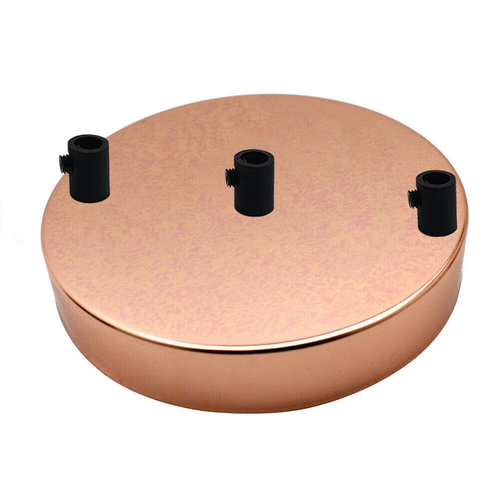 3 Outlet Rose Gold Metal Ceiling Rose 120x25mm
