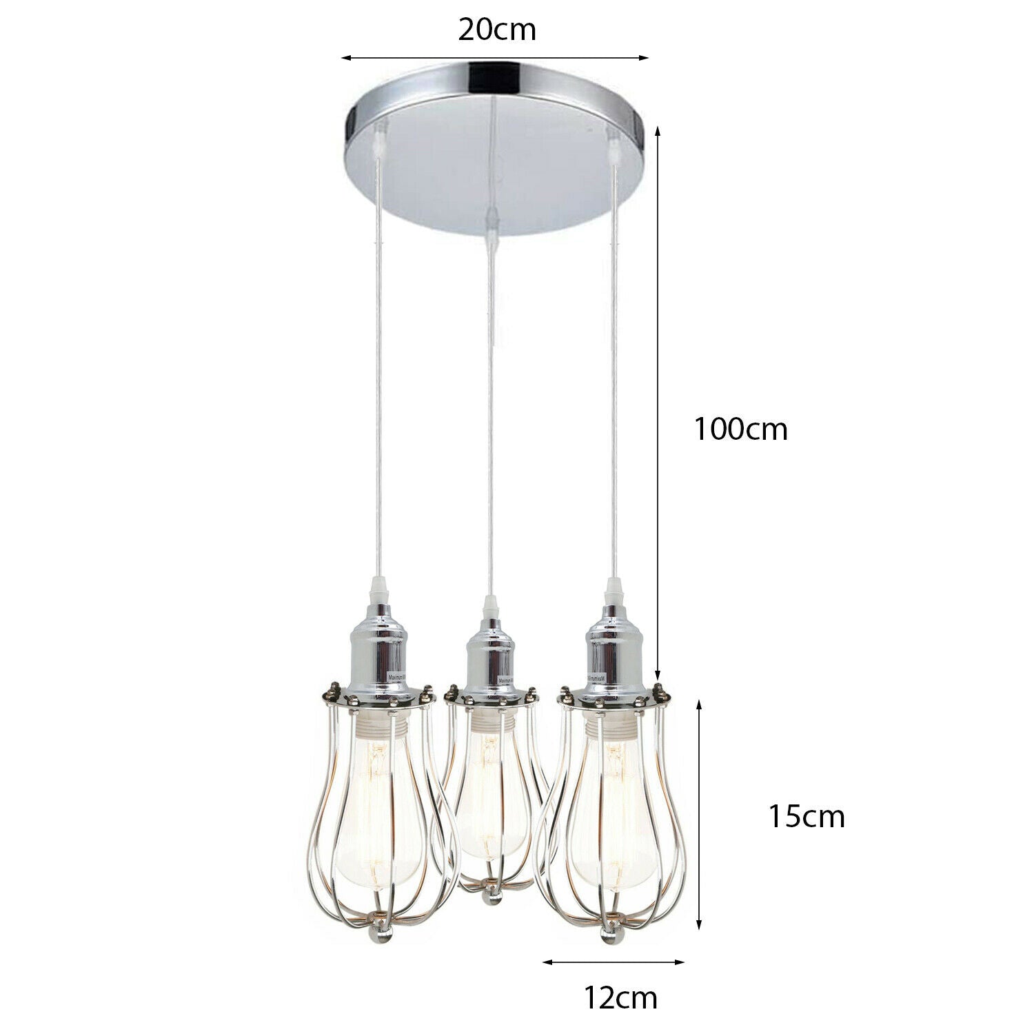 3 Head Modern Chrome Ceiling Pendant Light Fitting Pendant Hanging Chandelier~2073 - LEDSone UK Ltd
