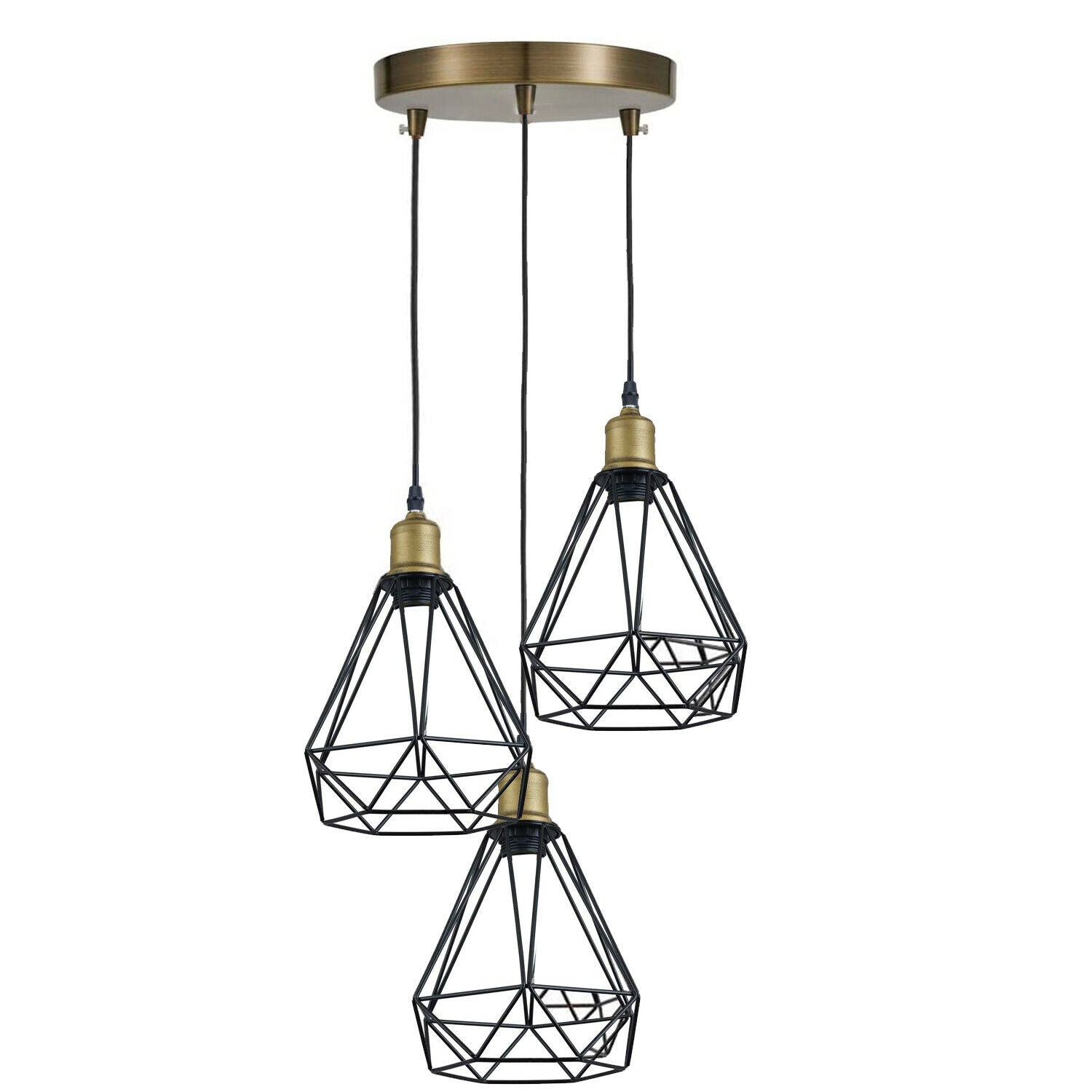 Vintage Industrial Retro Suspended 3 Head Ceiling Pendant Light 