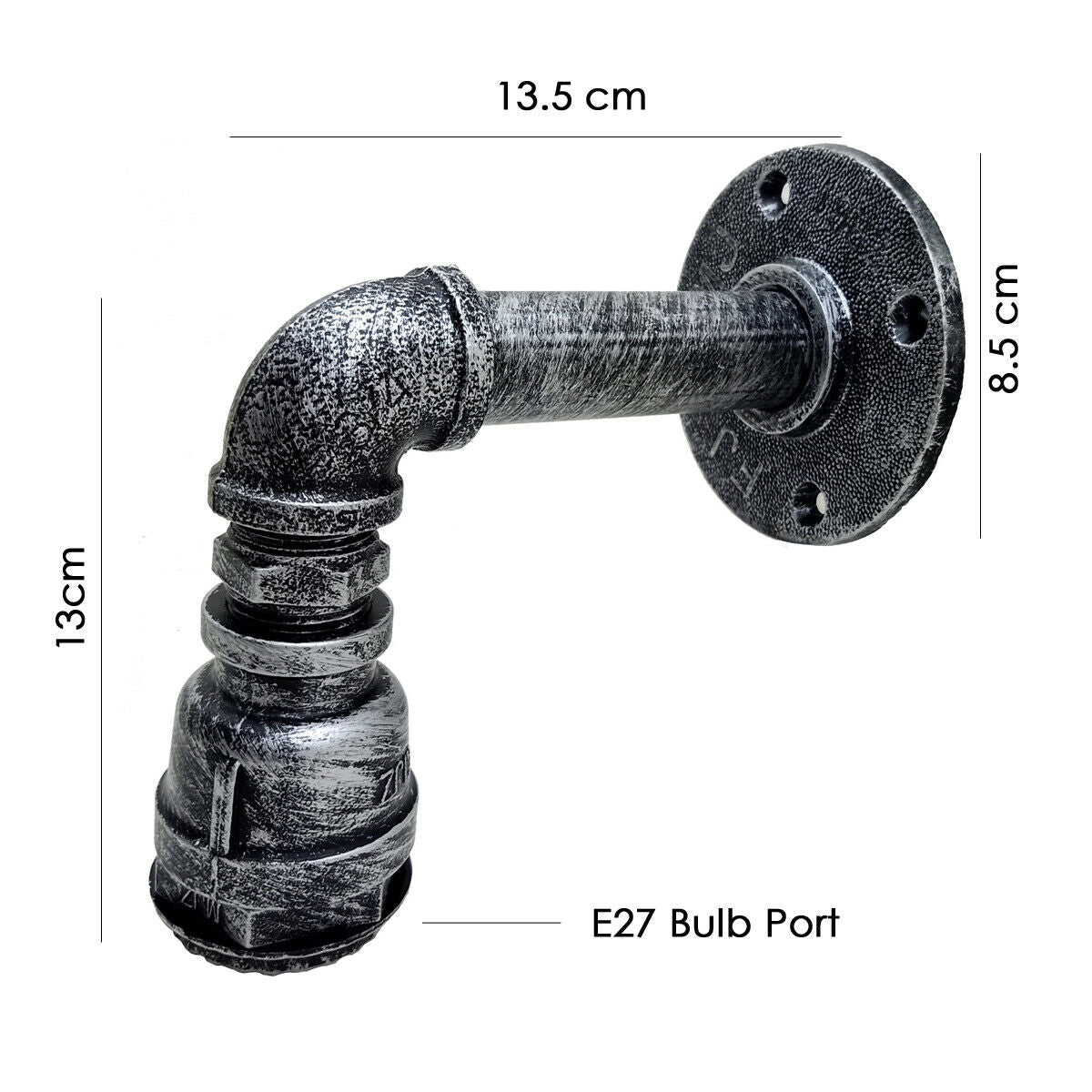 Brushed Silver Antique Retro industrial Pipe lighting sconce water pipe wall light steam punk~2337 - LEDSone UK Ltd