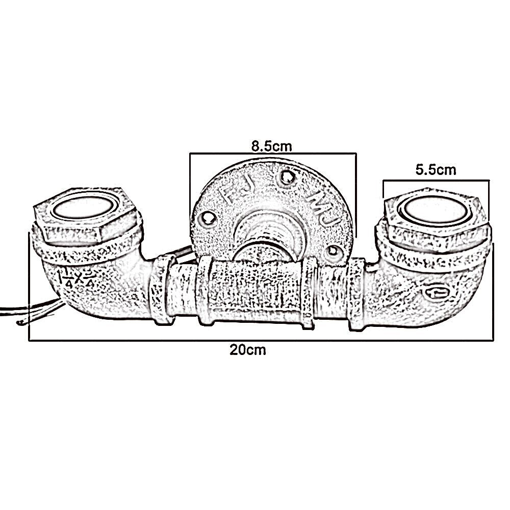 Vintage Black Metal Water Pipe Double Head Wall Light~2065 - LEDSone UK Ltd