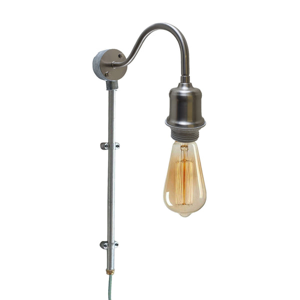 Buisbuis Stekker in wandlamp 2M Stoffen Flexkabel Dimmerschakelaar swag Arm~1604 – Satijnnikkel / Ja