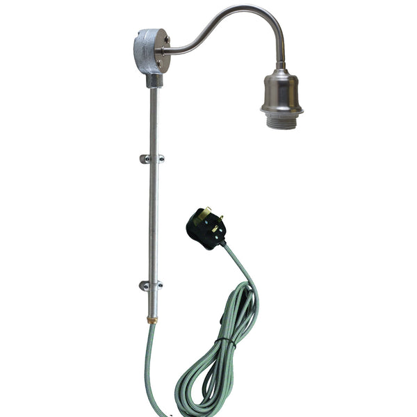 Buisbuis Stekker in wandlamp 2M Stoffen Flexkabel Dimmerschakelaar swag Arm~1604 – Satijnnikkel / Nee