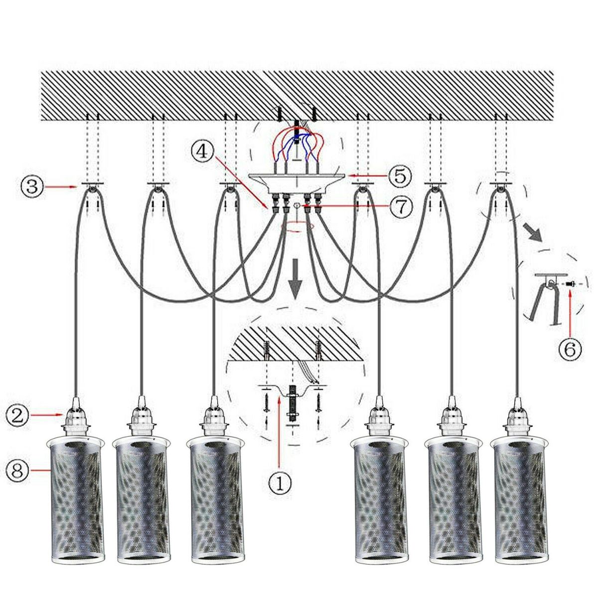 modern spider lighting - instruction image