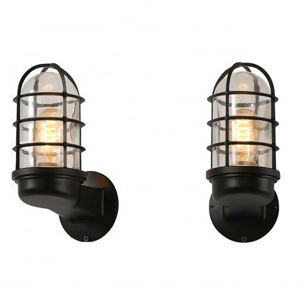 Paar buitenmuurlampen met schotkop ~2009  – Nee / Zwart