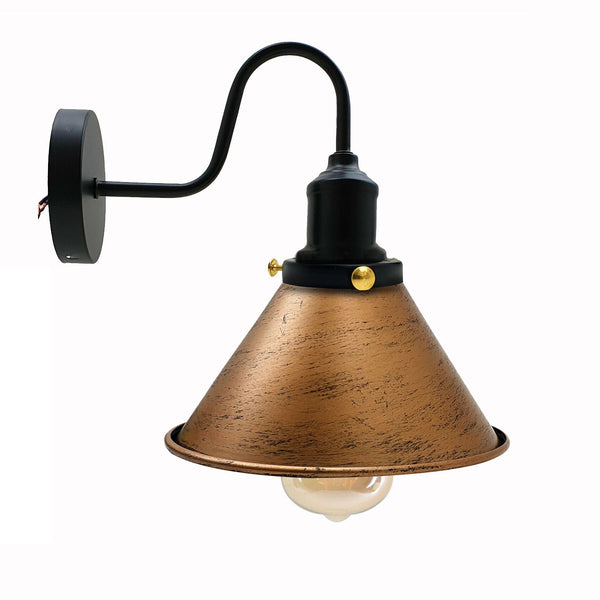Vintage industriële wandlampen slaapkamer woonkamer ~3388 – Geborsteld koper / Ja