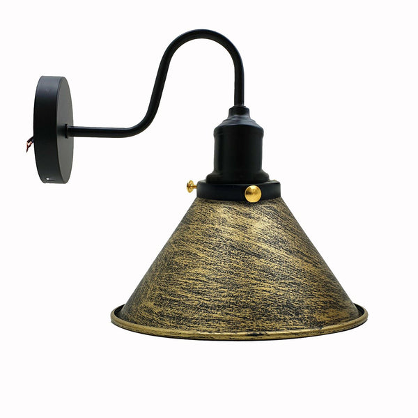 Vintage industriële wandlampen slaapkamer woonkamer ~3388 – Geborsteld messing / Nee