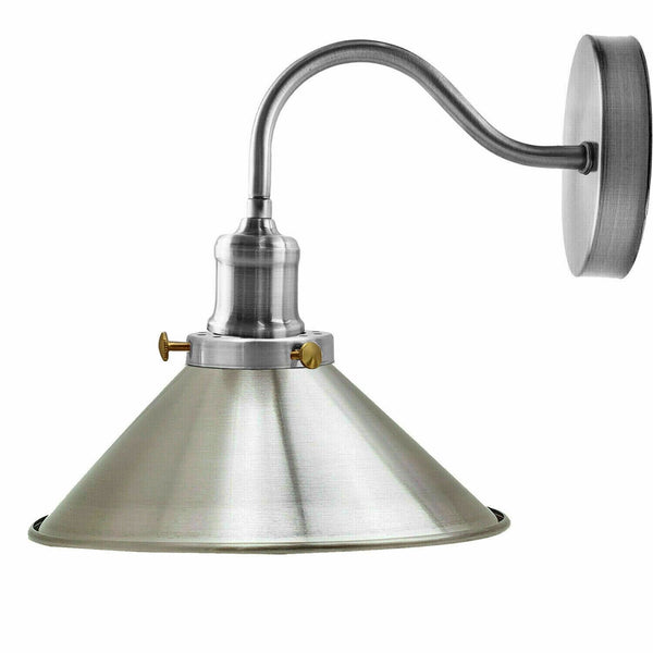 Industriële zwanenhals wandlamp vintage wandlamp ~1196 – Satijnnikkel / Zonder lamp