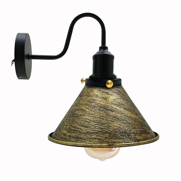 Vintage industriële wandlampen slaapkamer woonkamer ~3388 – Geborsteld messing / Ja
