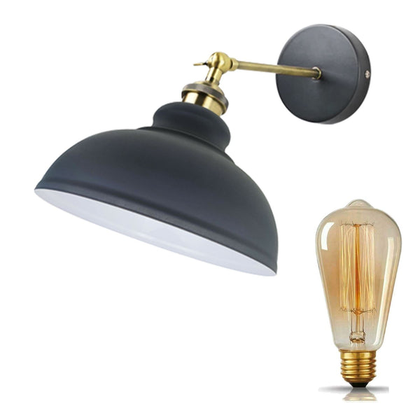 Koepelvormige wandlamp ~1220 – Met lamp / Grijs