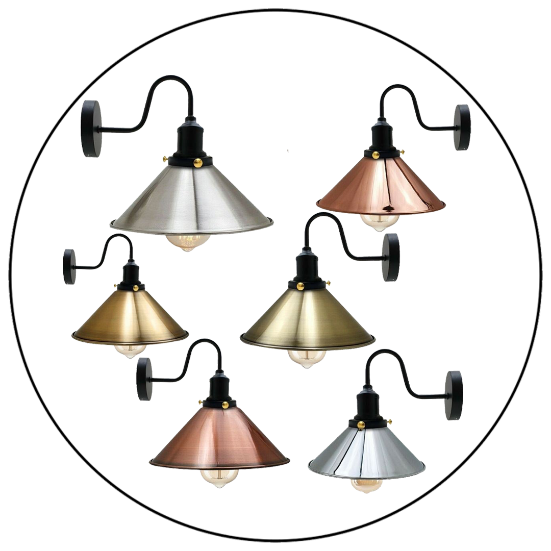 Vintage Industrial Metal Cone Shade Lighting Indoor Wall Sconce Light Fittings~3389 - LEDSone UK Ltd