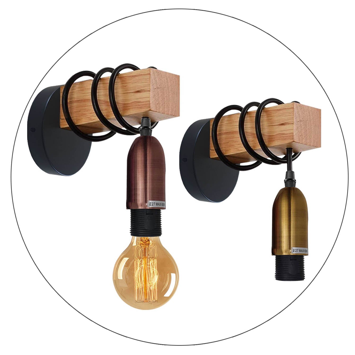 Vintage Industrial Retro Loft Modern Wood Wall Mount Lamp UK~1236 - LEDSone UK Ltd