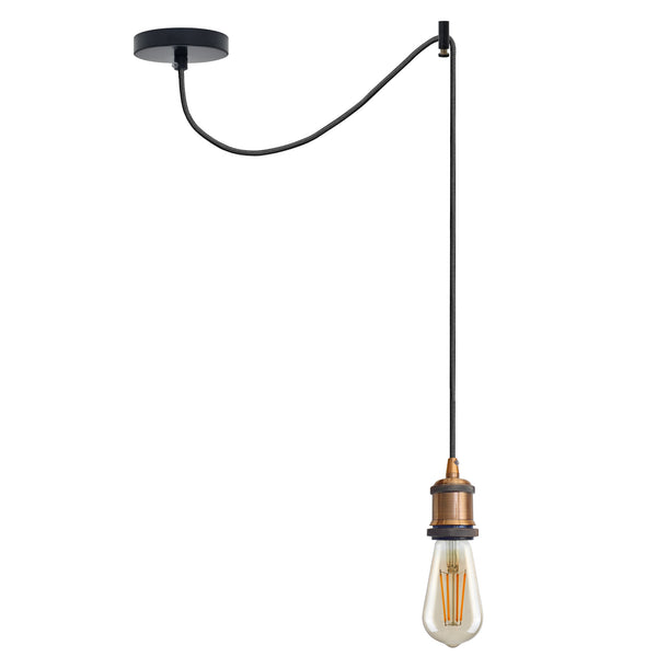Spider Plafond Hanglamp 2m Stoffen 3-Aderige Kabel E27 ~4483 – Geel messing / Ja