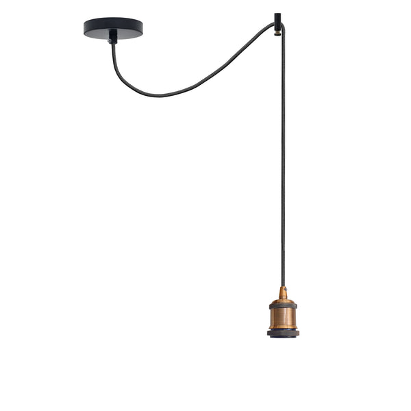 Spider Plafond Hanglamp 2m Stoffen 3-Aderige Kabel E27 ~4483 – Geel messing / Nee